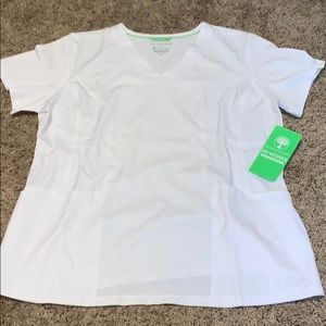 Healing hands white scrub top